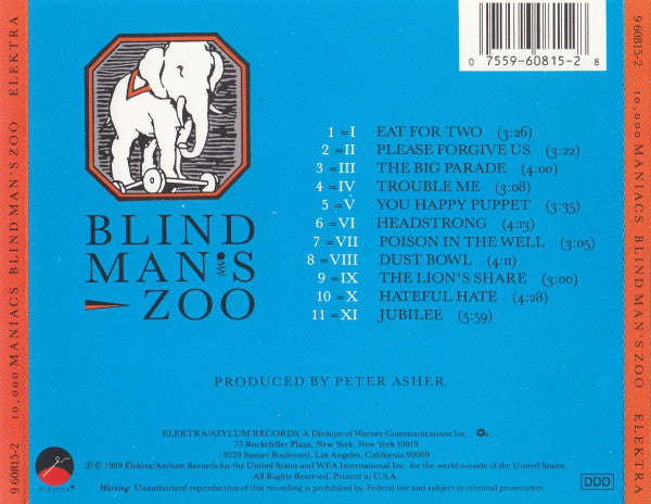 10,000 Maniacs : Blind Man's Zoo (CD, Album)