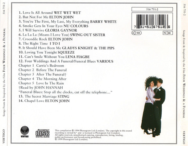 Various : Four Weddings And A Funeral (Songs From And Inspired By The Film) (CD, Comp)