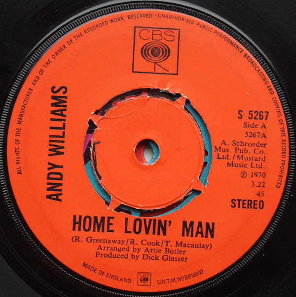 Andy Williams : Home Lovin' Man (7", Single, Pus)