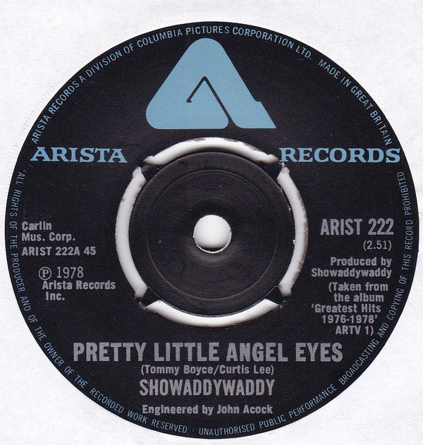 Showaddywaddy : Pretty Little Angel Eyes (7", Pus)