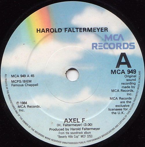 Harold Faltermeyer : Axel F (7", Single, Pap)