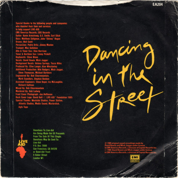 David Bowie And Mick Jagger : Dancing In The Street (7", Single, Bla)
