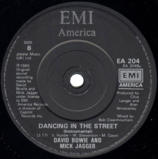 David Bowie And Mick Jagger : Dancing In The Street (7", Single, Bla)