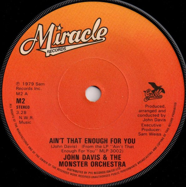 John Davis & The Monster Orchestra : Aint That Enough For You (7", Single)