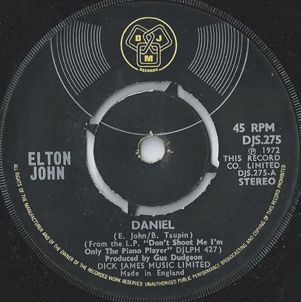 Elton John : Daniel (7", Single, 4-P)