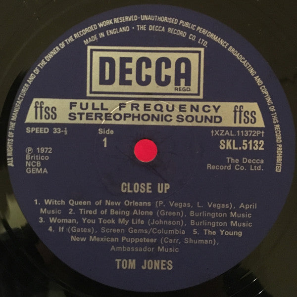 Tom Jones : Close Up (LP, Album)