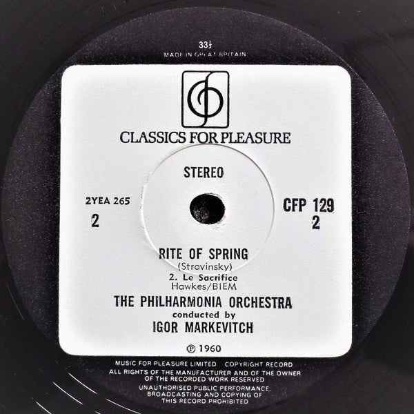 Igor Stravinsky, Philharmonia Orchestra / Igor Markevitch : Rite Of Spring (LP, Album, RE)