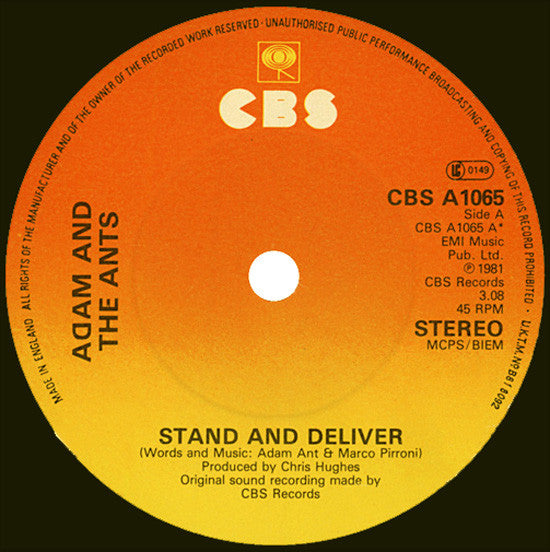 Adam And The Ants : Stand & Deliver! (7", Single, Pap)