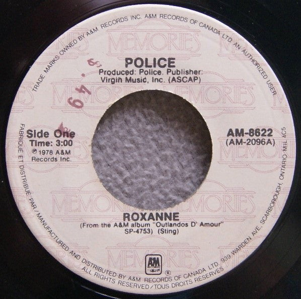 The Police : Roxanne / Can't Stand Losing You (7", Single, RE)