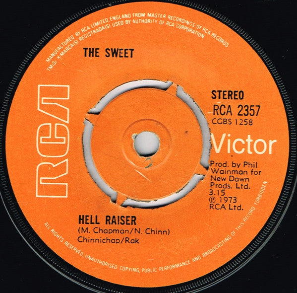 The Sweet : Hell Raiser (7", Single, Kno)