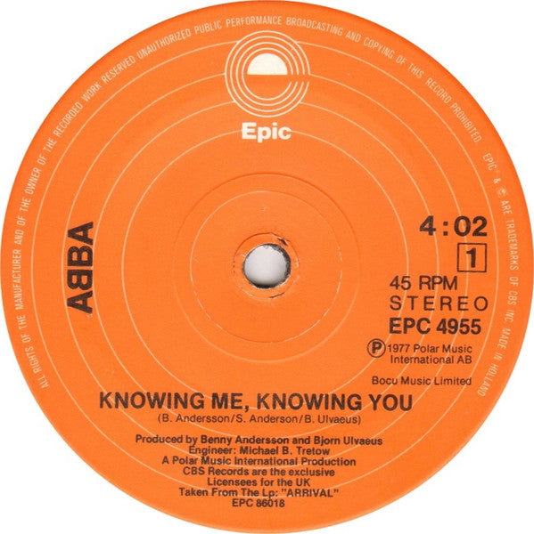 ABBA : Knowing Me, Knowing You (7", Single)