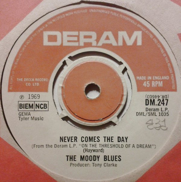 The Moody Blues : Never Comes The Day (7", Single)