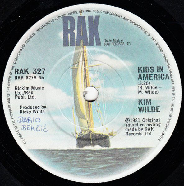 Kim Wilde : Kids In America (7", Single, Sol)