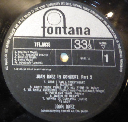 Joan Baez : Joan Baez In Concert Part 2 (LP, Mono)