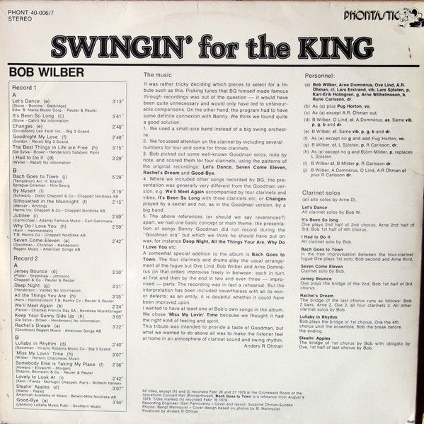 Bob Wilber And The Phontastic Swing Band : Swingin' For The King (A Tribute To Benny Goodman) (2xLP)