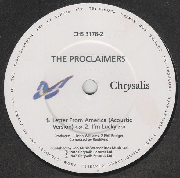 The Proclaimers : Letter From America (Band Version) (7", Single, Pap)