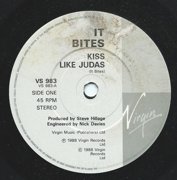 It Bites : Kiss Like Judas (7", Single)