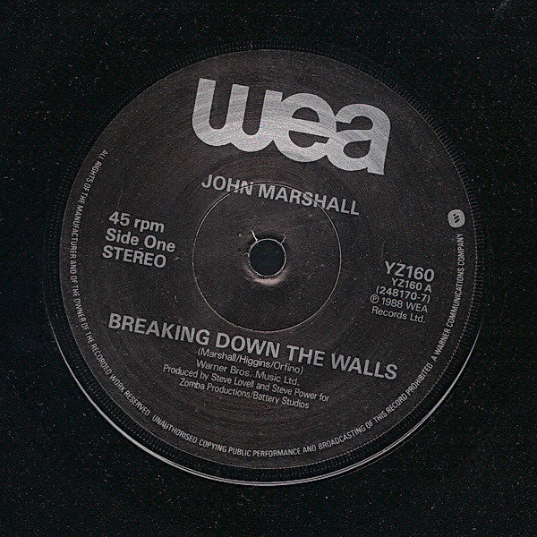 John Marshall (8) : Breaking Down The Walls (7", Single)