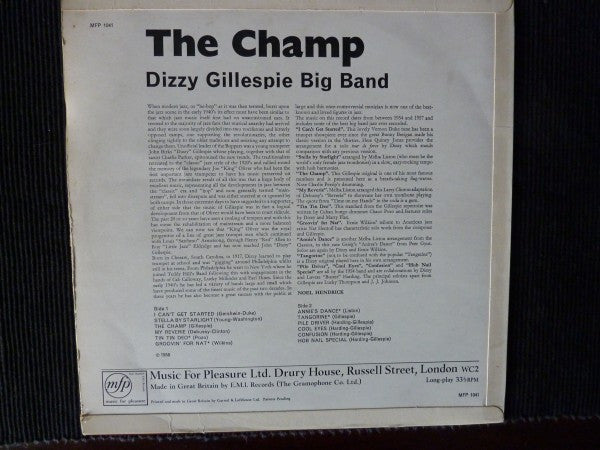 Dizzy Gillespie, Dizzy Gillespie Big Band : The Champ (LP, Comp)