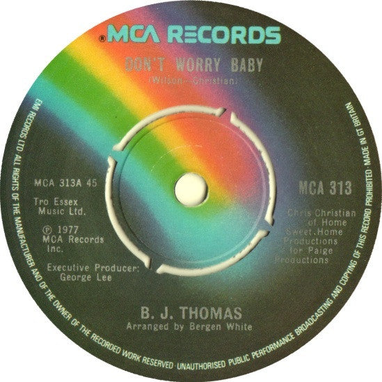 B.J. Thomas : Don't Worry Baby (7", Single)