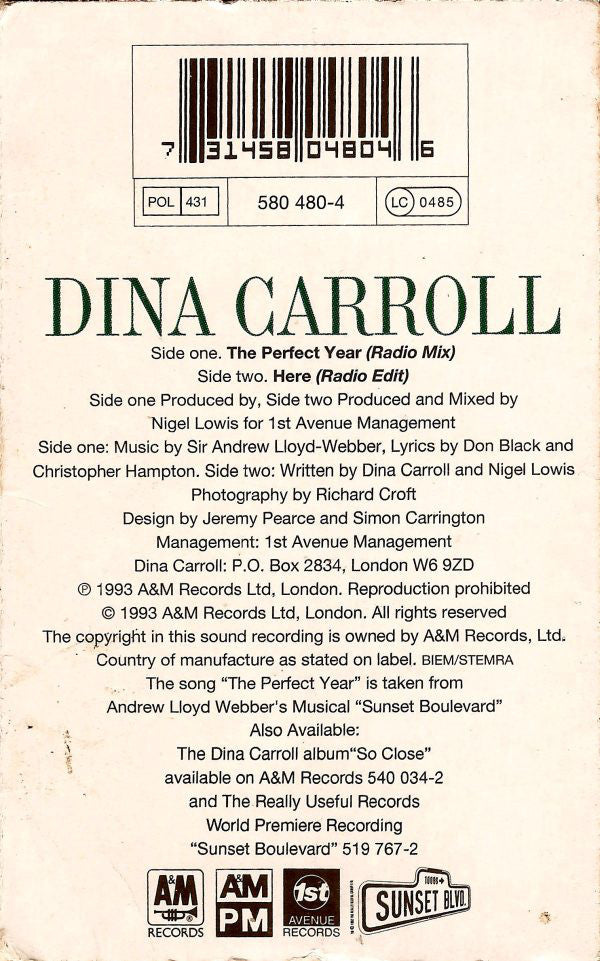 Dina Carroll : The Perfect Year (Cass, Single)