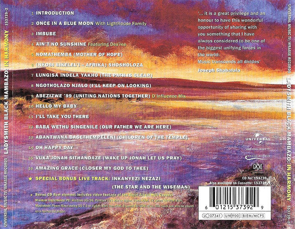 Ladysmith Black Mambazo : In Harmony (CD, Album, Comp)