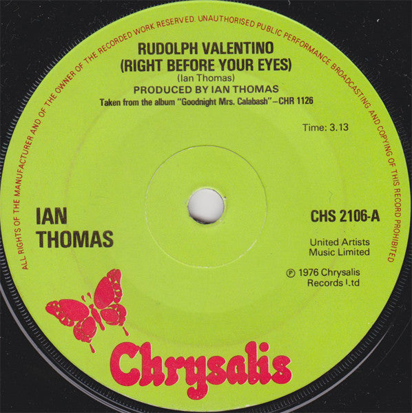 Ian Thomas (2) : Rudolph Valentino (Right Before Your Eyes) (7", Single)