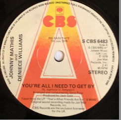 Johnny Mathis And Deniece Williams : You're All I Need To Get By (7", Promo)