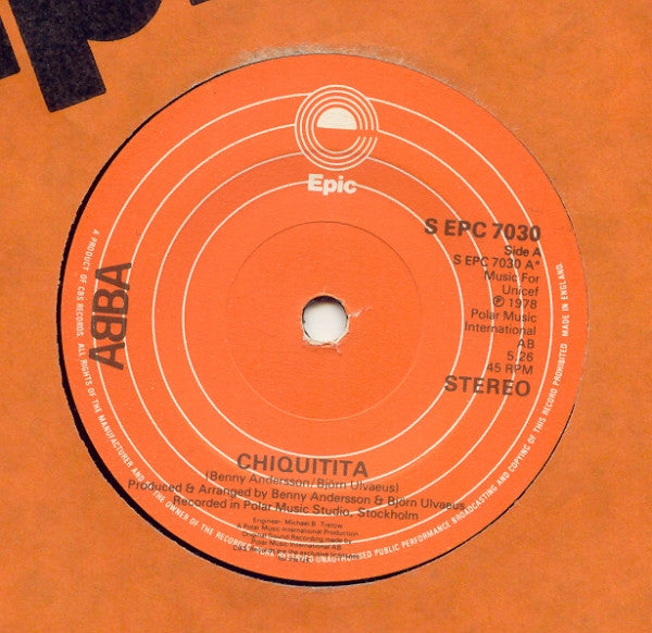 ABBA : Chiquitita (7", Single, Sol)