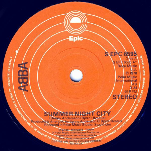 ABBA : Summer Night City (7", Single)