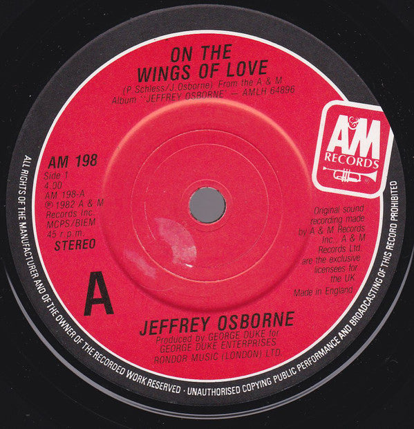 Jeffrey Osborne : On The Wings Of Love (7", Single)