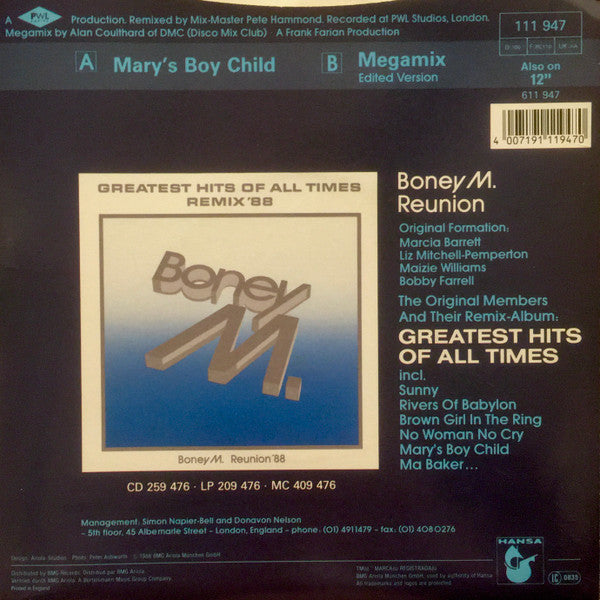 Boney M. : Mary's Boy Child (Remix) (7", Single)