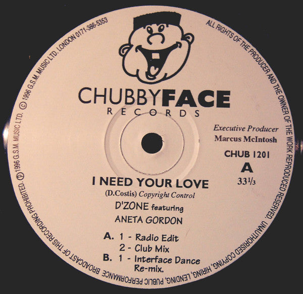 D'Zone : I Need Your Love (12")