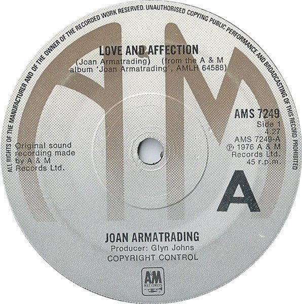 Joan Armatrading : Love And Affection (7", Single, Sol)