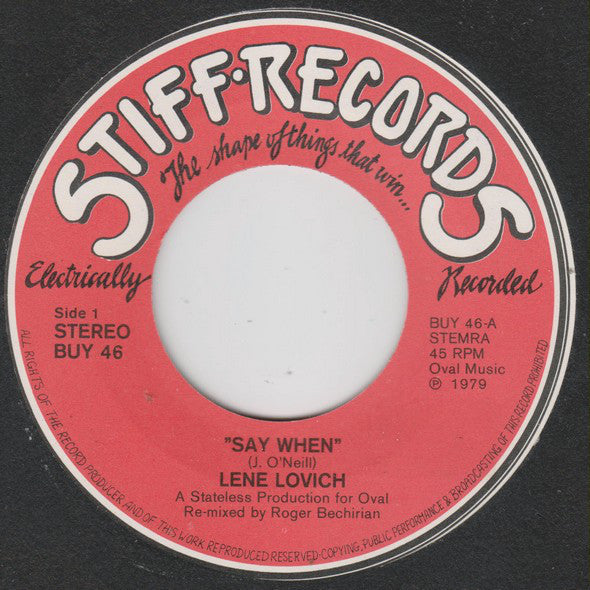 Lene Lovich : Say When (7", Single)