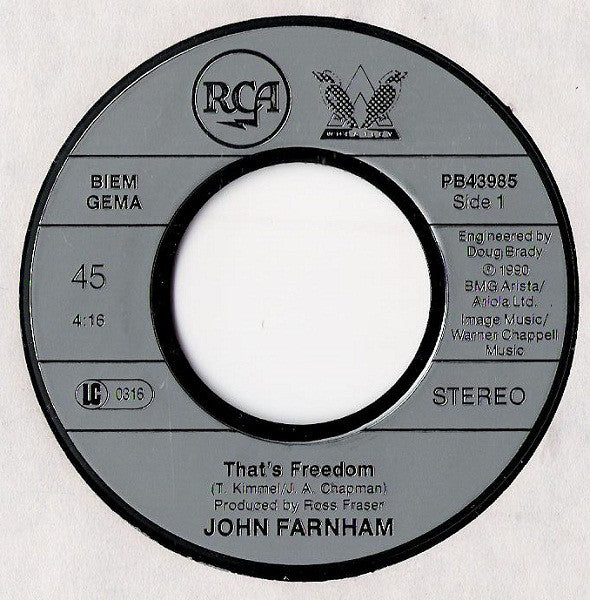 John Farnham : That's Freedom (7", Single)