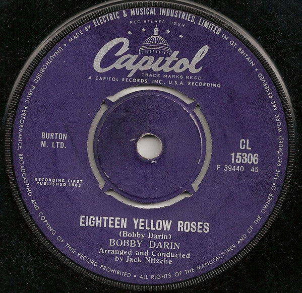 Bobby Darin : Eighteen Yellow Roses (7", Single)