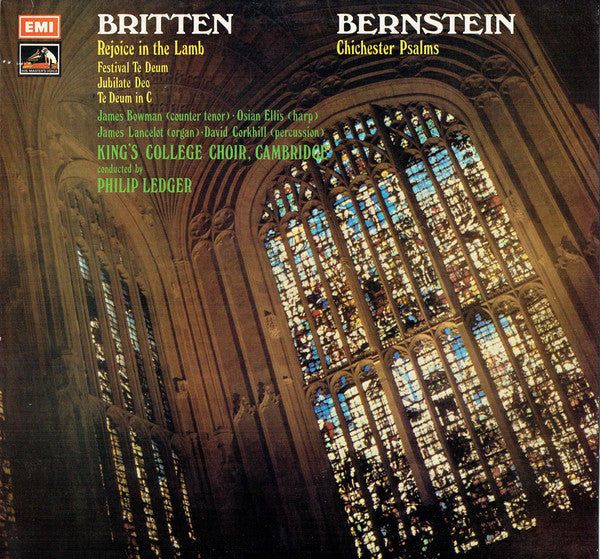 Benjamin Britten & Leonard Bernstein / The King's College Choir Of Cambridge Conducted By Philip Ledger : Rejoice In The Lamb / Chichester Psalms (LP)