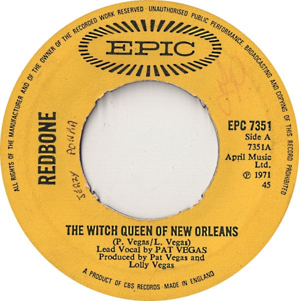 Redbone : The Witch Queen Of New Orleans (7", Single, 4-p)