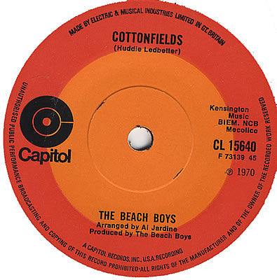The Beach Boys : Cottonfields (7", Single, Sol)