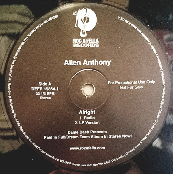 Allen Anthony : Alright (12", Promo)