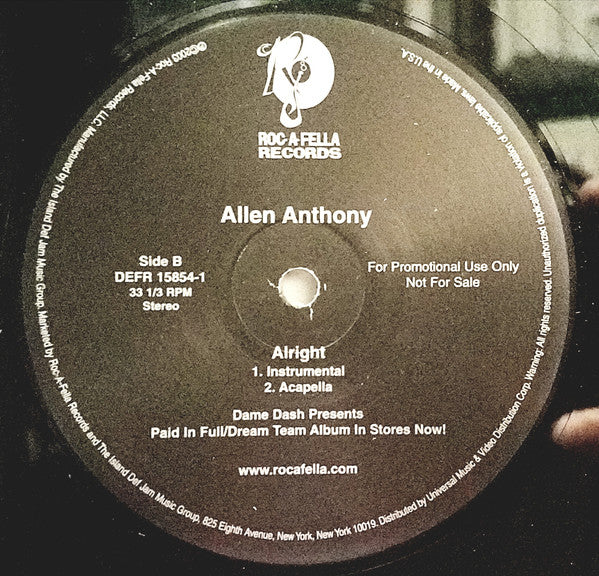 Allen Anthony : Alright (12", Promo)
