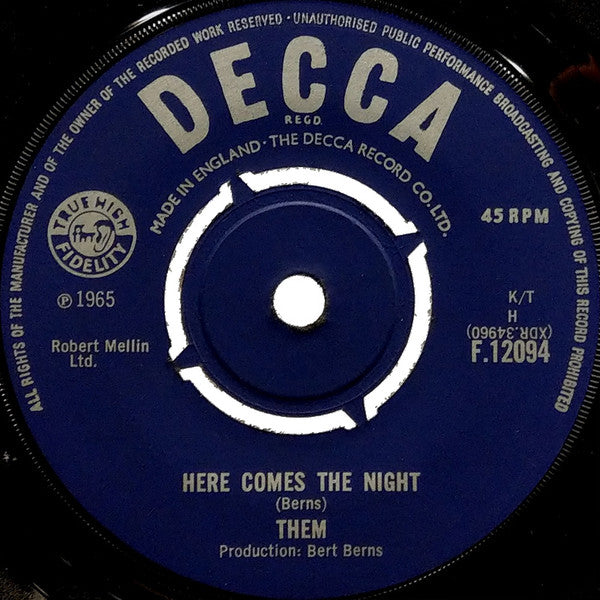 Them (3) : Here Comes The Night (7", Single)