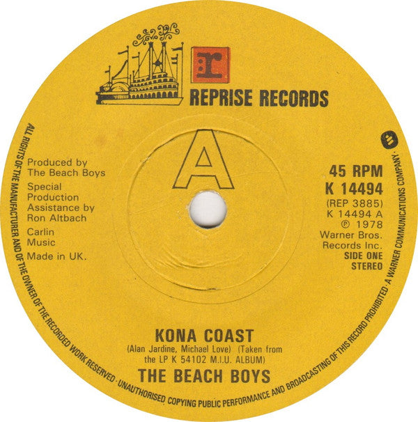 The Beach Boys : Kona Coast (7", Single)