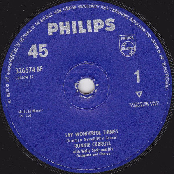 Ronnie Carroll : Say Wonderful Things (7", Single)