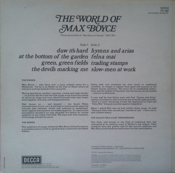 Max Boyce : The World Of Max Boyce (LP, Mono, RE)
