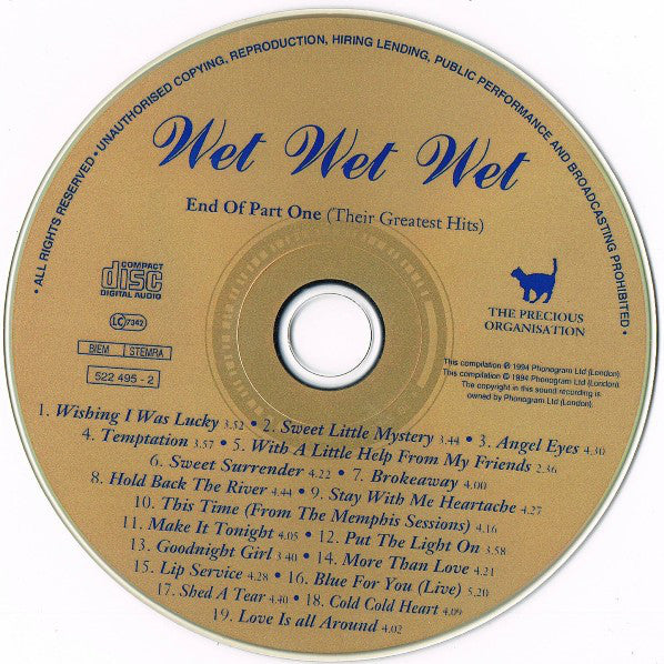 Wet Wet Wet : End Of Part One - Their Greatest Hits (CD, Comp, Gol)