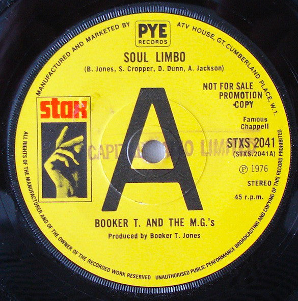 Booker T & The MG's : Soul Limbo (7", Promo)