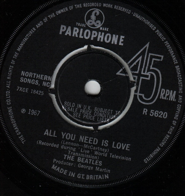 The Beatles : All You Need Is Love (7", Single, Pus)