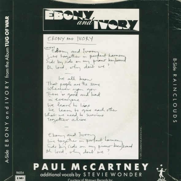 Paul McCartney : Ebony And Ivory (7", Single, Sol)
